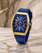 Matturi CR7 Edition – Golden & Silver Case Blue Strap Quartz Watch - Image 3