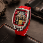 Jacob & Co. Bugatti Chiron Edition – Silver Case Red Strap Quartz Watch - Image 4