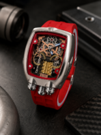 Jacob & Co. Bugatti Chiron Edition – Silver Case Red Strap Quartz Watch - Image 3