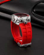 Jacob & Co. Bugatti Chiron Edition – Silver Case Red Strap Quartz Watch - Image 2