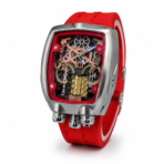 Jacob & Co. Bugatti Chiron Edition – Silver Case Red Strap Quartz Watch